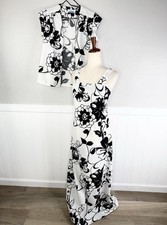 Vtg 60s Penneys Hawaii Maxi Dress Topper Set Hawaiian Print Measures Sz S Aloha