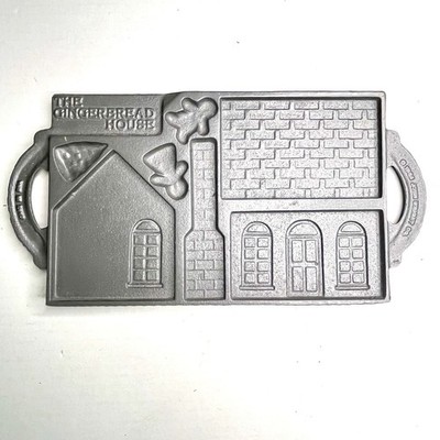 John Wright 1985 USA Cast Iron Gingerbread House Baking Mold Double-Sided