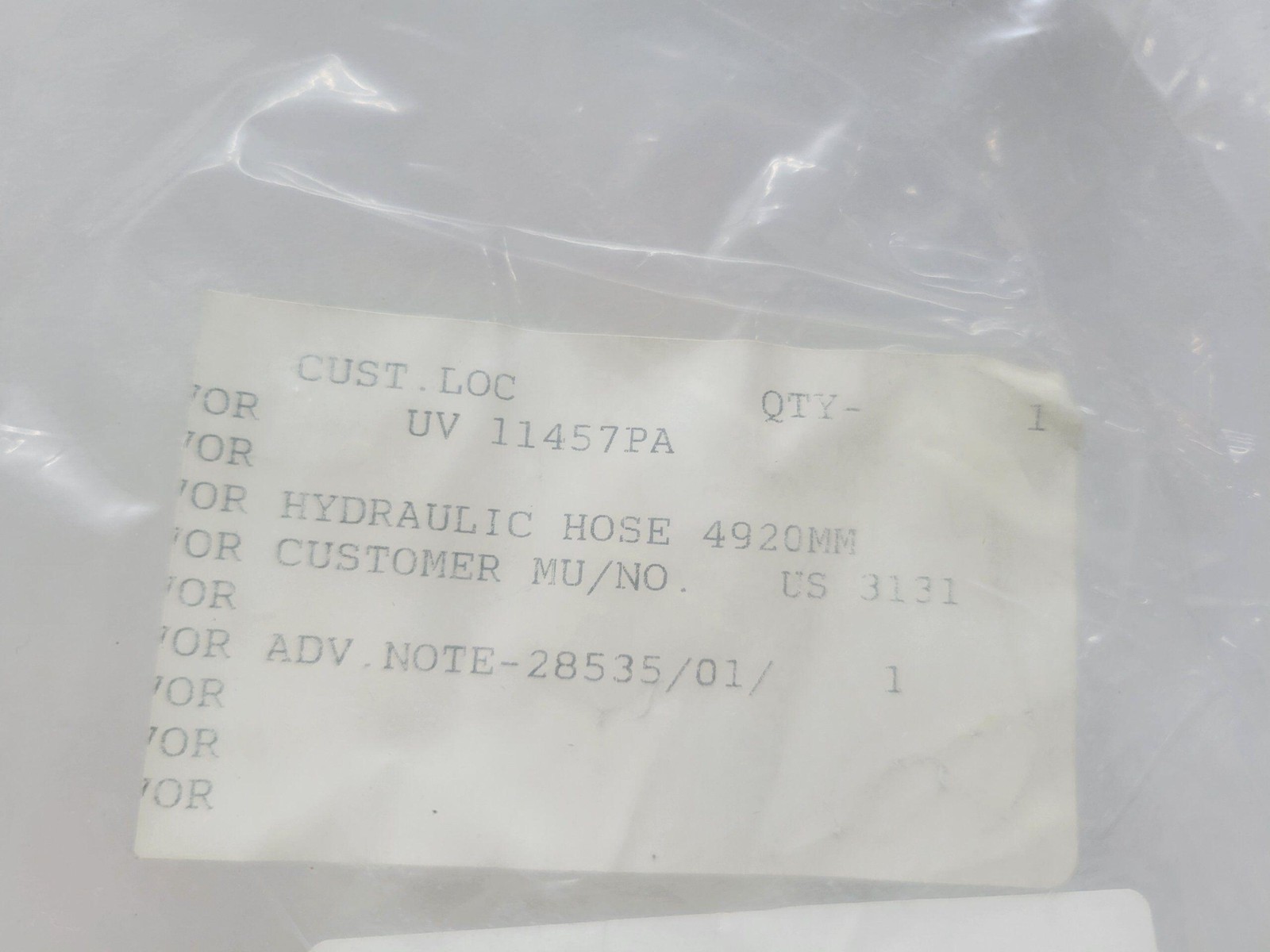 Rolls Royce / Bentley Hydraulic Line Hose Tube Pipe UV11457PA