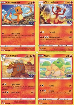 POKEMON TCG 4 CARD FIRE TYPE POKEMON GO LOT.