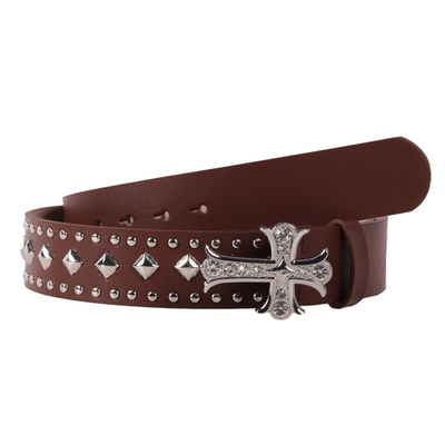 Rhinestone Studded PU Leather Belt with Buckle SWSMCLT Women main image 3