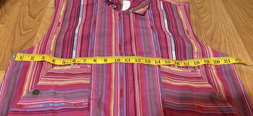 Anthropologie Pink Stripe Snap Front Oversized Utility Vest Size Small Pockets - Picture 7 of 12