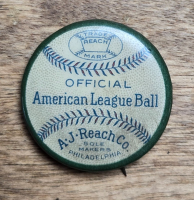 1910s A.J. Reach Co. Official American League Baseball Pinback Button Bastian