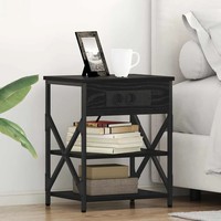 Nachttisch 2 Stk. Schwarz Eichen-Optik 41 X 31 X 51 Cm