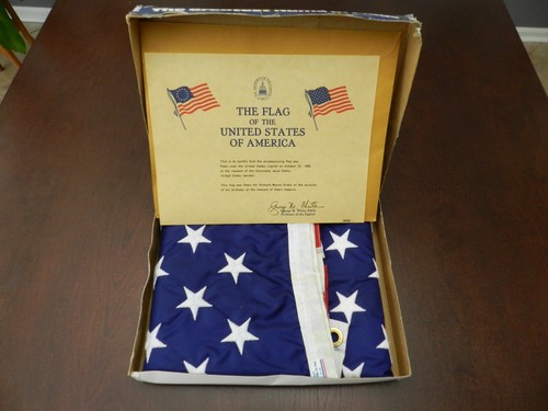 U.S. American Flag Flown Over The U.S. Capitol Building 1989 W/ Certificate