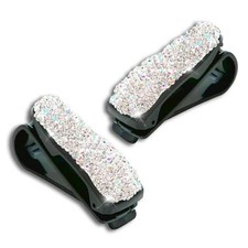 2 Pcs Bling Sunglasses Holders for Car Sun Visor, Bling Crystal White