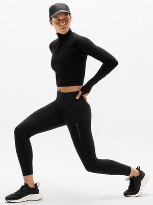 Athleta M MEDIUM Rainier High Rise Tight Leggings, Black Winter Workout Running