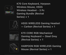 K70 Core Keyboard, Harpoon Wireless Mouse, HS55 Wireless Headset - 3 Pc Revival