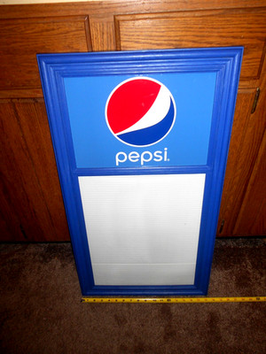 VINTAGE NEW PEPSI SODA POP ADV SIGN MESSAGE -MENU BOARD PLASTIC - 17x31 in - X40