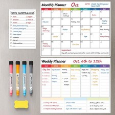Dry Erase Magnetic Calendar for Refrigerator, 3 Pack- Monthly 14x11inch, C