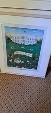 EASTER AT THE WHITE HOUSE 2001 Folk Art Print  Signed Kriebel & LAURA BUSH !!