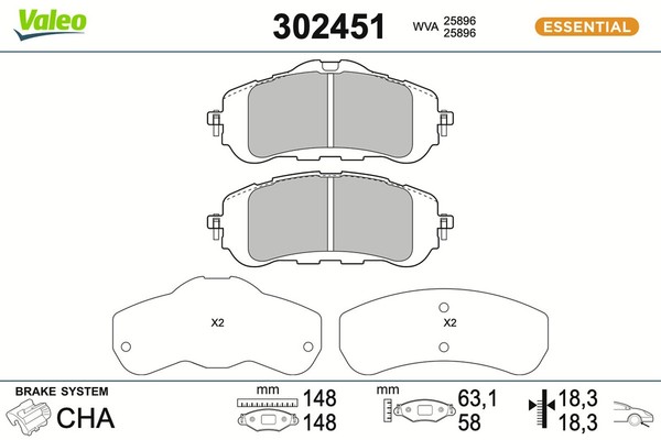 Bremsbelagsatz Scheibenbremse Essential Valeo 302451 FüR Opel Combo K9 Astra OV5-image