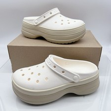 CROCS CLASSIC STACKED CLOG Platform CHALK WHITE Womens US 9 - NEW