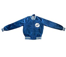 Vtg Los Angeles Dodgers Satin Jacket Medium Chalk Line Patch Blue White Baseball