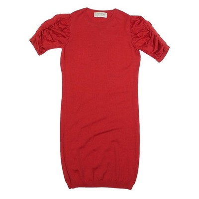 YVES SAINT LAURENT Damen Rot Wolle Tageskleid Kurzarm S Puff Schulter