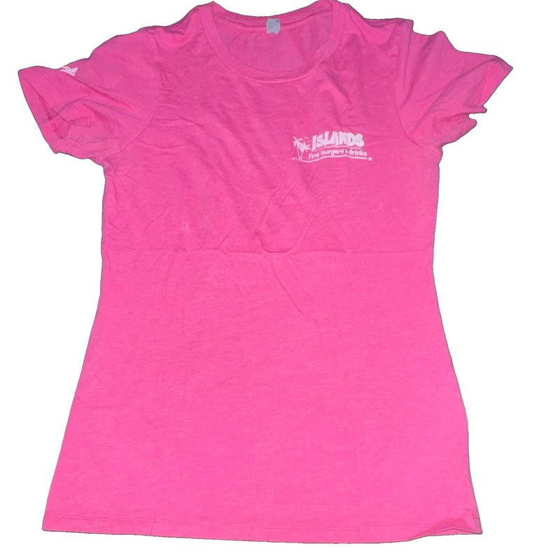 Women’s S Pink Cotton Graphic Logo Hibiscus Short Sleeve Crew Neck Tee