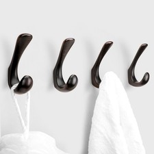 4 Pack Towel Hooks for Bathrooms Wall Mounted, Oil Rubbed Bronze Bathroom Hoo...