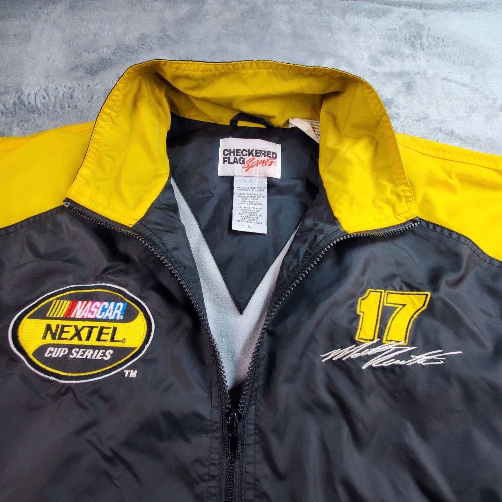  Checkered Flag Sports Nascar Kenseth #17 Zip Up Racing Jacket Lg Black/Yellow 
