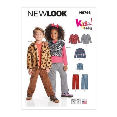 NEW LOOK 6746 Schnittmuster Mädchen Junge Top, Jacke, Weste, Hose Gr. 3-8 ungeschnitten