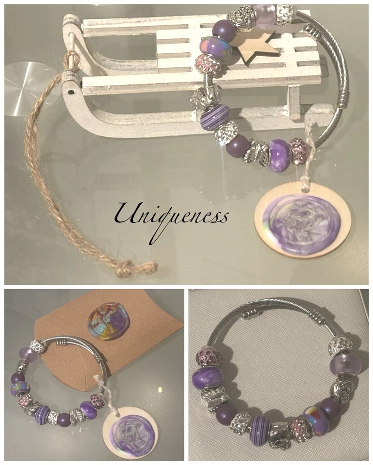 Uniqueness Armreif „Charms“ Lila OHNE Verschluss (Unikat) - Bild 2 von 4