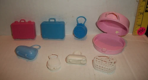 VINTAGE 1/6 DOLL CLONE MOD ERA MULTICOLOR PURSE SUITCASE ACCESSORY LOT OF 8 A32