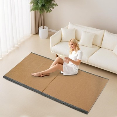 Foldable Tatami Mat Coconut Fiber Grass Floor Mattress 100x200x5cm Blue Brown