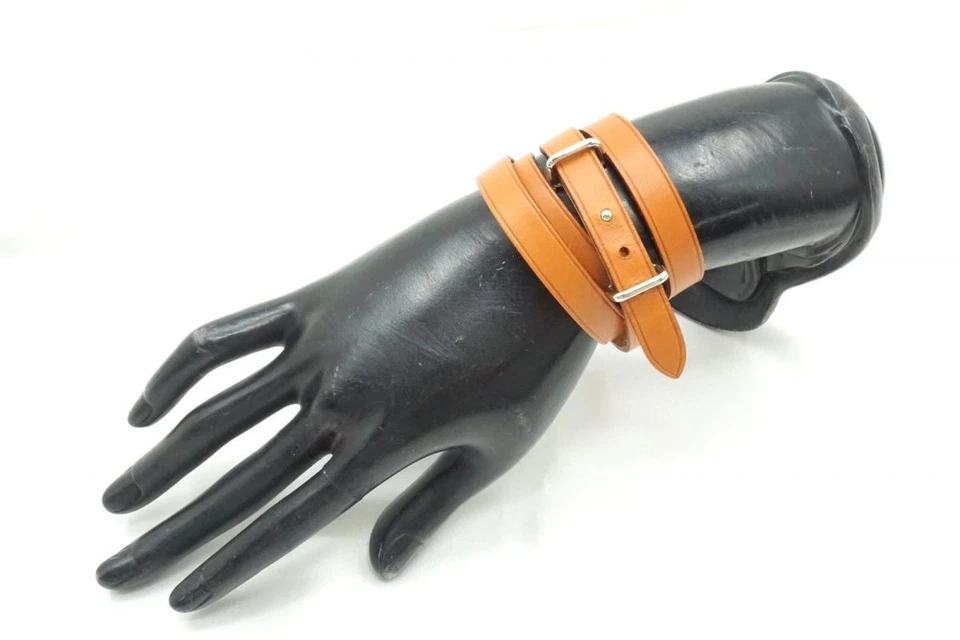 HERMES Api2 4strand Bracelet bangle choker Silver Hardware □H 2004 Brown 4400j - Image 2 of 4