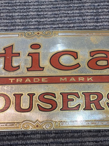 Letrero colgante de publicidad vintage exhibición pantalones Utica marca de Nueva York NY - Imagen 11 de 24
