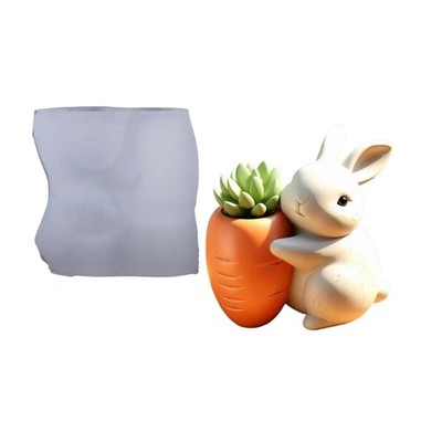 Silicone Carrot Rabbit Flower Pot Mold For Handmade Planters Jewelry Organizers