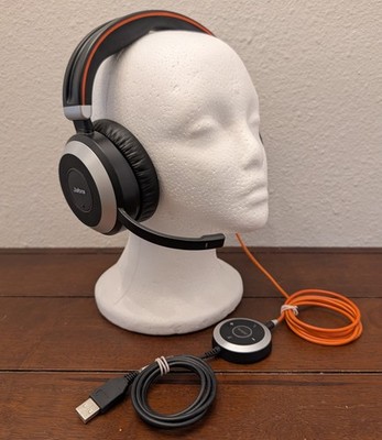Jabra Evolve 80 HSC019 Wired ANC Headset w/ USB, Inline Volume Control Pod