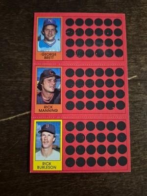 1981 Topps Scratch Off Panel George Brett Rick Manning Rick Burleson