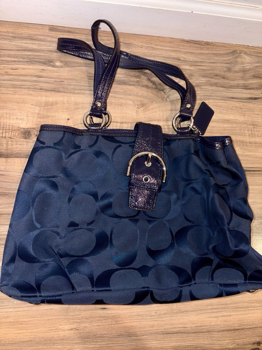 Auth Coach Soho Signature Carryall Dark Navy E1282-F19253 Purse