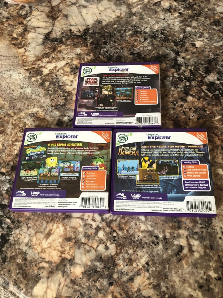 Lot of 3 Leap Frog Leapster Explorer Leap Pad Learning Games Not Tested - Image 2 of 3