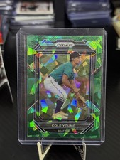 Panini 2023 Prizm Cole Young Green Cracked Ice #22 Seattle Mariners Baseball