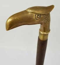 Vintage Brass Eagle Handle Victorian Wood Cane Walking Stick Gift For Gentlemen