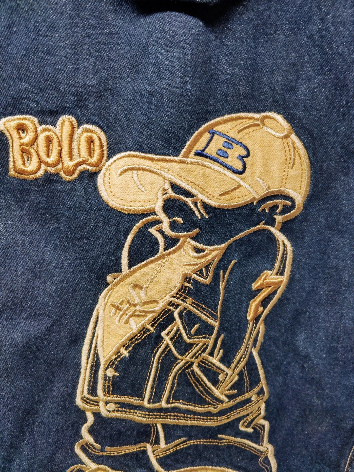 Vtg 1990s SOHN BLUE DENIM JACKET BAGGY QUEENS NY HIP HOP STREET WEAR XXL BOLO