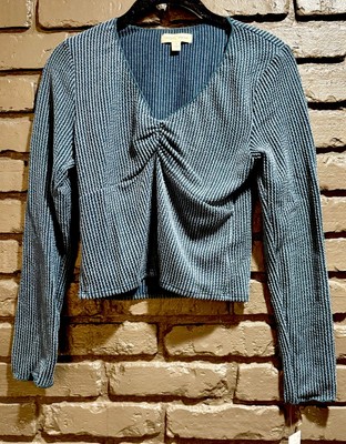 Moa Moa Long Sleeves V-Neck Urban Rib Top L Hunter