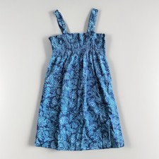 Sonoma Sundress Sz M Blue Floral 100% Cotton Babydol Dress Empire Waist Elastic