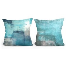 Teal Throw Pillow Covers Set of 2, Turquoise Throw Pillows Fuzzy Abstraction 01