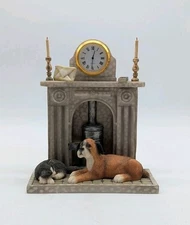 The Leonardo Collection Fireside Friends Figurine Vintage 1998 Cat And Boxer Dog