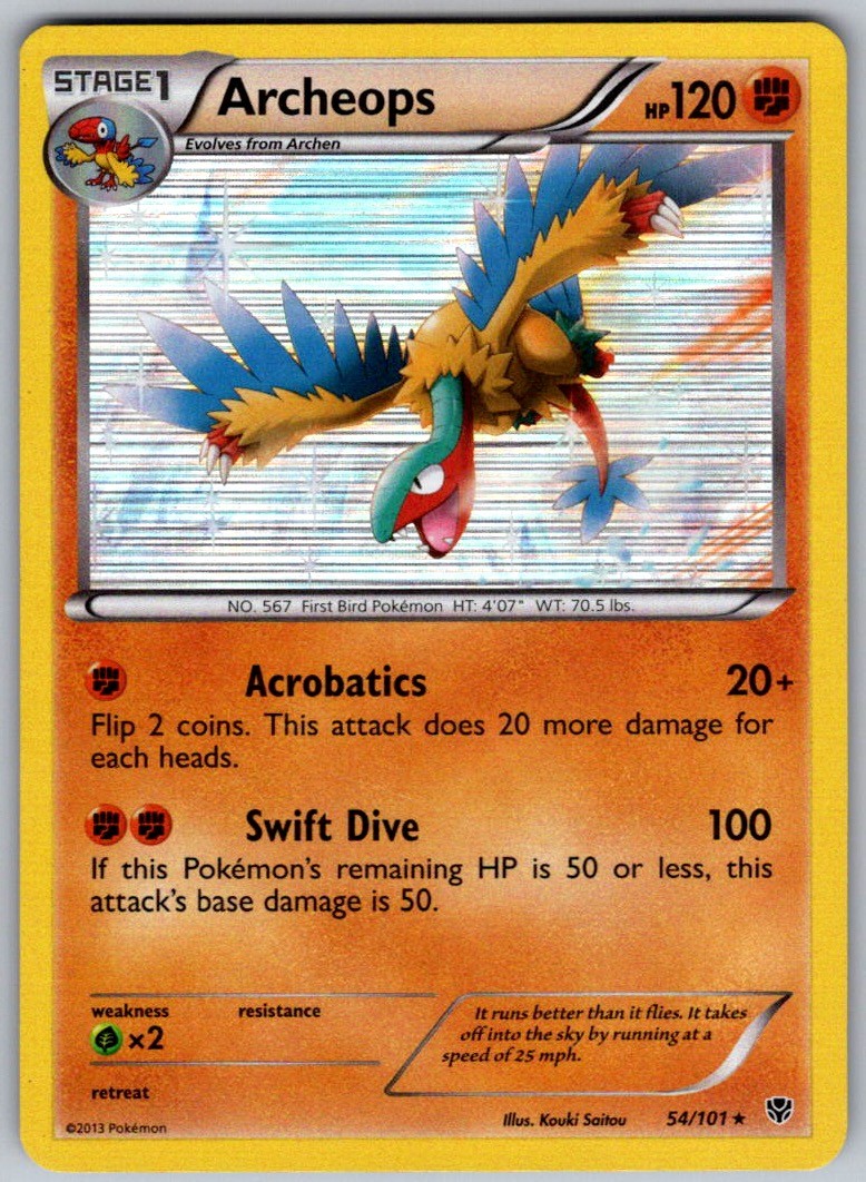 Archeops 54/101 Holo Rare Plasma Blast Pokemon Lightly Played