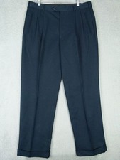 Dockers Mens 36x32 Navy Pleated Relaxed Fit Dress Pants