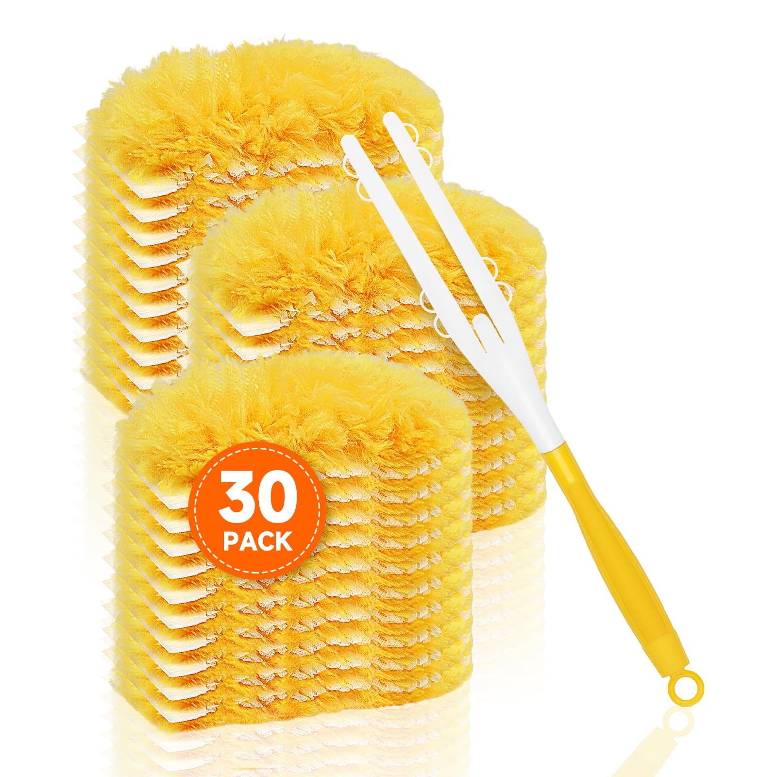 30 Count Duster Refills with Handle Orange Disposable Cleaning Pads