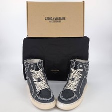 ZADIG  VOLTAIRE High Flash Canvas Sneakers in Noir Black NIB- Size US 10 /EU 41