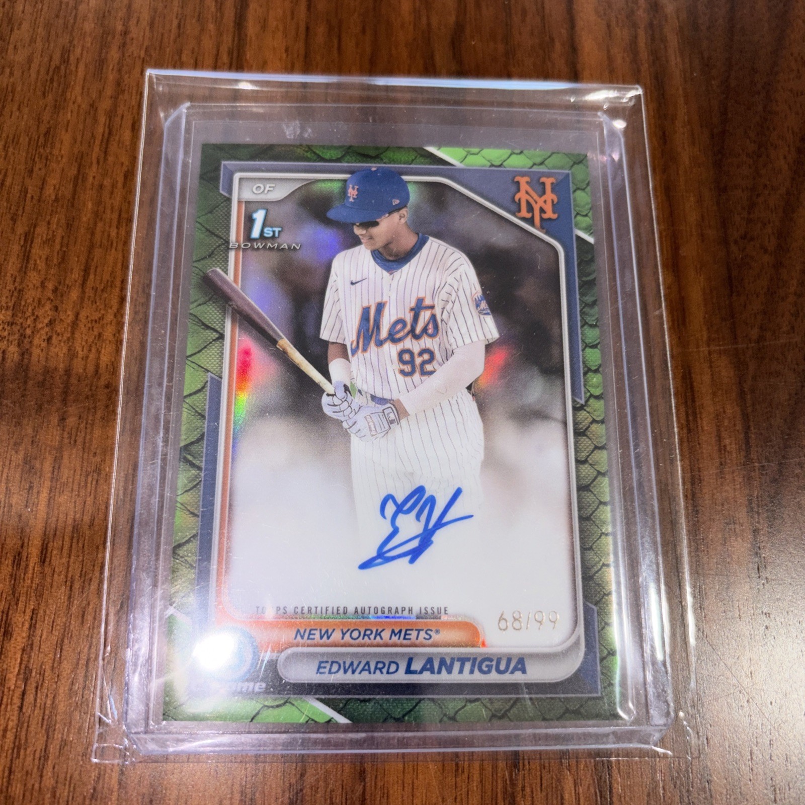 2024 Bowman Chrome Edward Lantigua Auto Reptilian Green Refractor /99 #CPA-EL