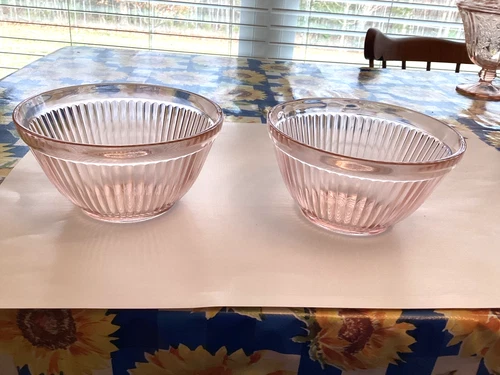 hazel Atlas PINK Aurora cereal bowls (2) DEPRESSION GLASS