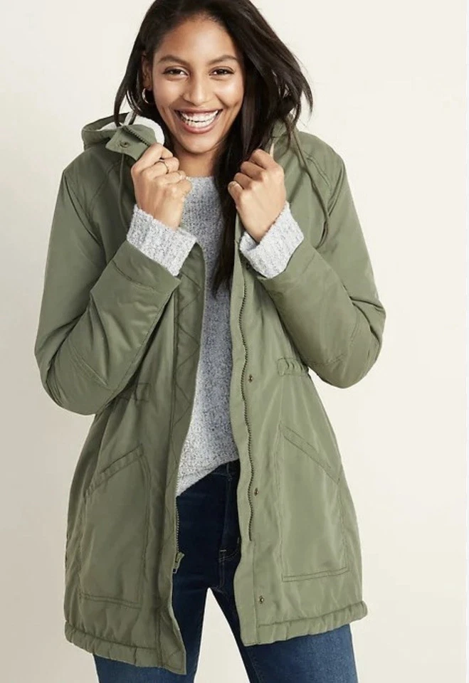 Chaqueta parka con capucha forrada de lana azul marino antigua nueva sin etiquetas. Talla grande 3XL Foto 2 de 4