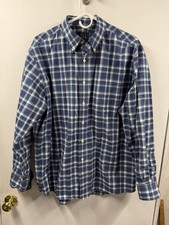 Jos. A. Bank Traveler's Large L Traditional Fit Cotton Button-Front Shirt Blue