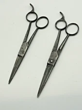 Vintage Forged Steel Barber Scissors Shears 6.75" & 7" Pre-Owned Estate Lot of 2