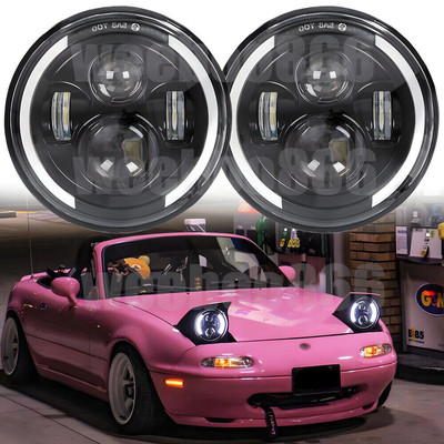 2x For Mazda Miata MX-5 MX5 1990-1997 DOT 7'' inch Round LED Headlights Halo DRL